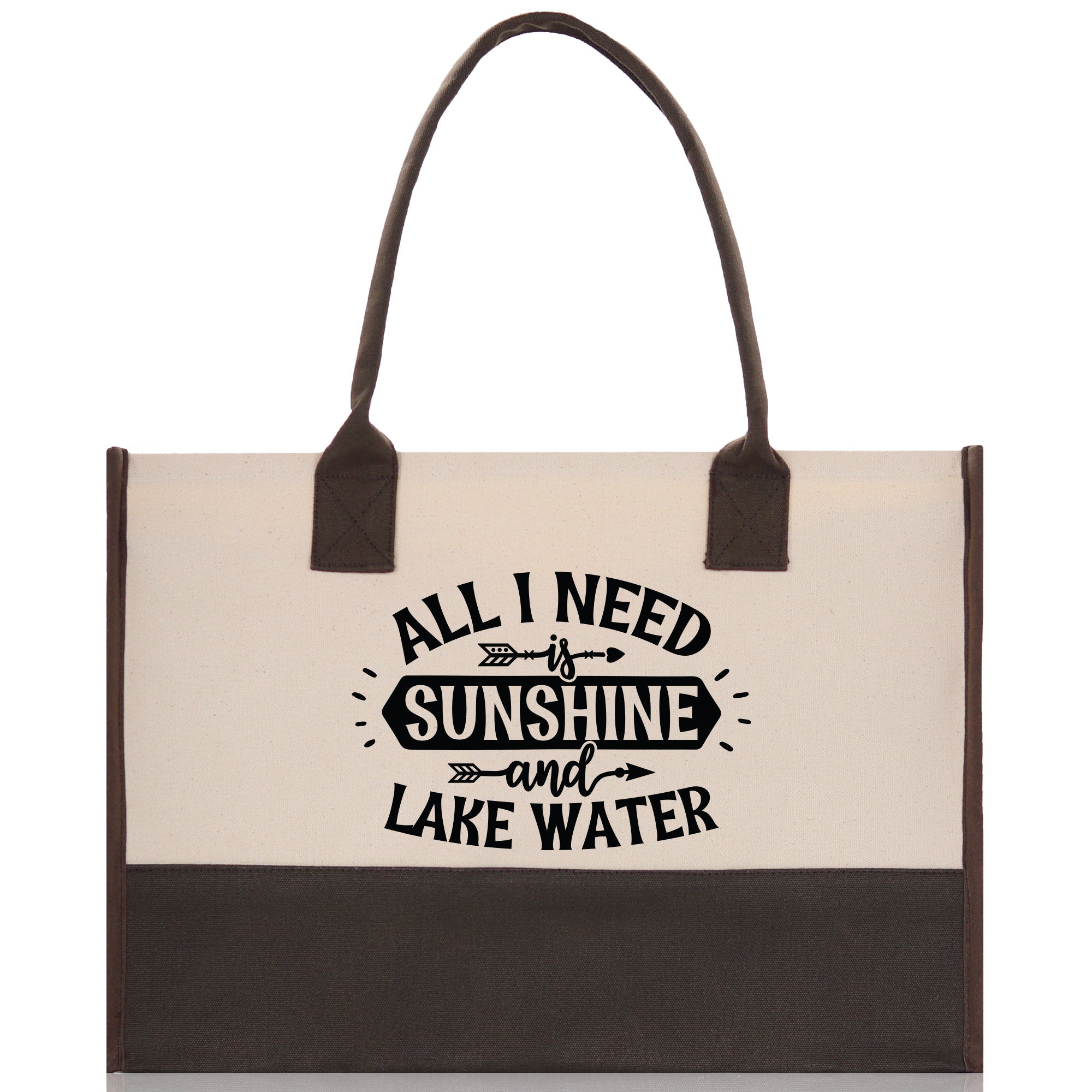 All I Need Sunshine and Lake Water Cotton Canvas Chic Tote Bag Camping Tote Lake Lover Gift Tote Bag Outdoor Tote Weekender Tote Laker Tote - Aaria Tees Aaria Tees