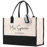 Mrs. Last Name Est Year Tote Bag Personalized Date Wedding Tote Bridal Shower Gift Honeymoon Gift Customized Wedding Gift Bridesmaid Gift - Aaria Tees Aaria Tees