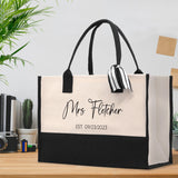 Mrs. Last Name Est Year Tote Bag Personalized Date Wedding Tote Bridal Shower Gift Honeymoon Gift Customized Wedding Gift Bridesmaid Gift - Aaria Tees Aaria Tees