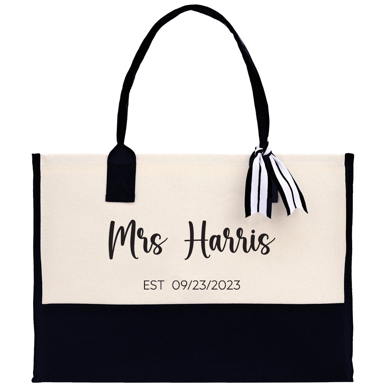 Mrs. Last Name Est Year Tote Bag Personalized Date Wedding Tote Bridal Shower Gift Honeymoon Gift Customized Wedding Gift Bridesmaid Gift - Aaria Tees Aaria Tees