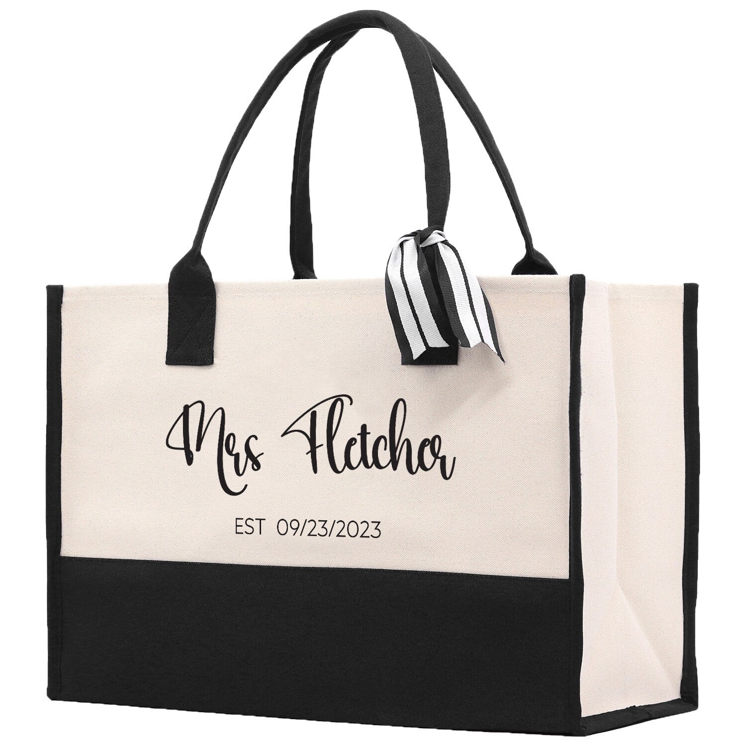 Mrs. Last Name Est Year Tote Bag Personalized Date Wedding Tote Bridal Shower Gift Honeymoon Gift Customized Wedding Gift Bridesmaid Gift - Aaria Tees Aaria Tees