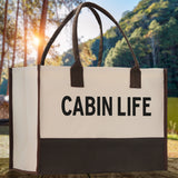 Cabin Life Cotton Canvas Chic Tote Bag Camping Tote Camping Lover Gift Tote Bag Outdoor Tote Weekender Tote Camper Tote Multipurpose Tote - Aaria Tees Aaria Tees