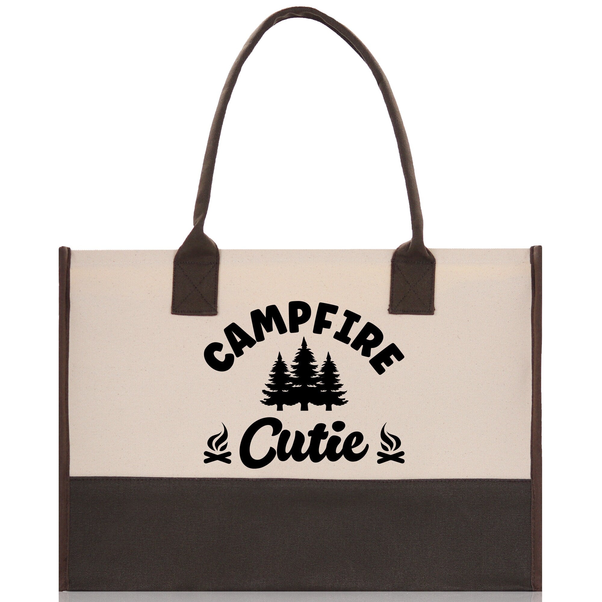 Campfire Cutie Cotton Canvas Chic Tote Bag Camping Tote Camping Lover Gift Tote Bag Outdoor Tote Weekender Tote Camper Multipurpose Tote - Aaria Tees Aaria Tees