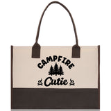 Campfire Cutie Cotton Canvas Chic Tote Bag Camping Tote Camping Lover Gift Tote Bag Outdoor Tote Weekender Tote Camper Multipurpose Tote - Aaria Tees Aaria Tees