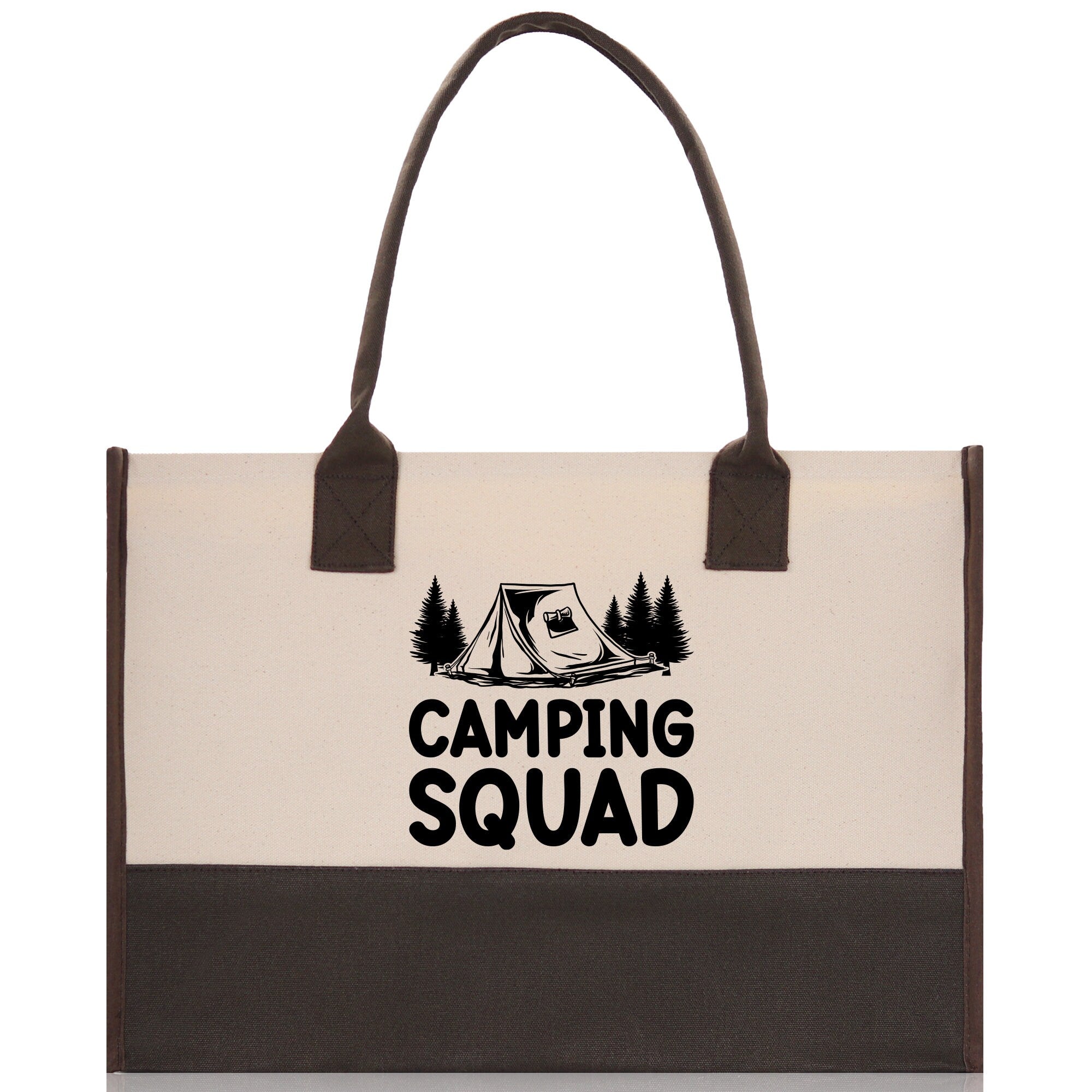 Camping Squad Cotton Canvas Chic Tote Bag Camping Tote Camping Lover Gift Tote Bag Outdoor Tote Weekender Tote Camper Tote Multipurpose Tote - Aaria Tees Aaria Tees