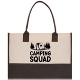 Camping Squad Cotton Canvas Chic Tote Bag Camping Tote Camping Lover Gift Tote Bag Outdoor Tote Weekender Tote Camper Tote Multipurpose Tote - Aaria Tees Aaria Tees
