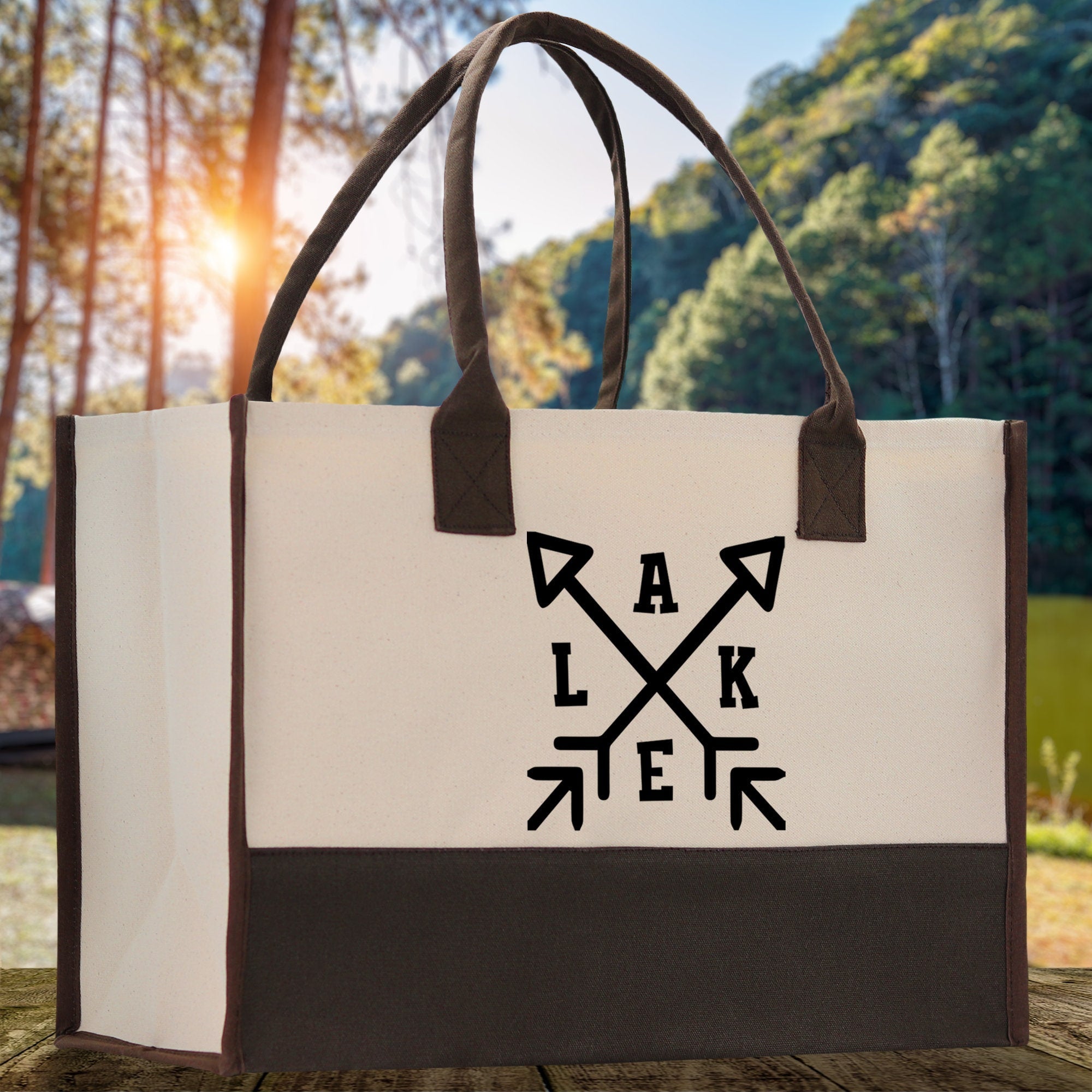 Lake Cotton Canvas Chic Tote Bag Lake Tote Lake Lover Gift Tote Bag Outdoor Tote Weekender Tote Laker Tote Multipurpose Tote - Aaria Tees Aaria Tees