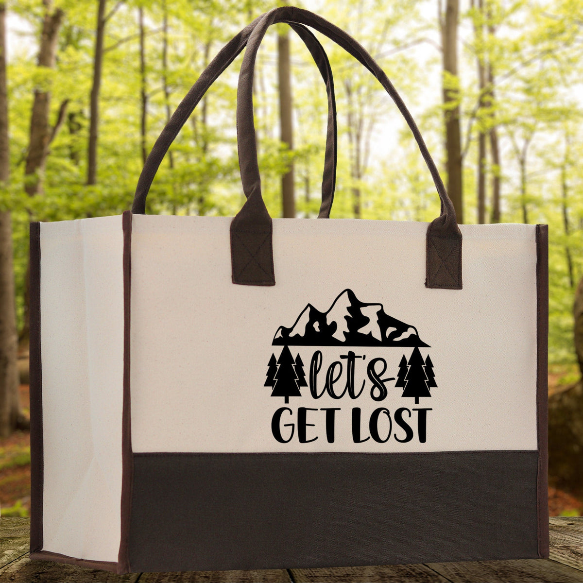 Let's Get Lost Cotton Canvas Chic Tote Bag Camping Tote Camping Lover Gift Tote Bag Outdoor Tote Multipurpose Weekender Tote Camper Tote - Aaria Tees