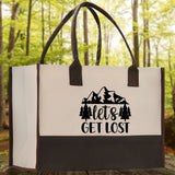 Let's Get Lost Cotton Canvas Chic Tote Bag Camping Tote Camping Lover Gift Tote Bag Outdoor Tote Multipurpose Weekender Tote Camper Tote - Aaria Tees Aaria Tees