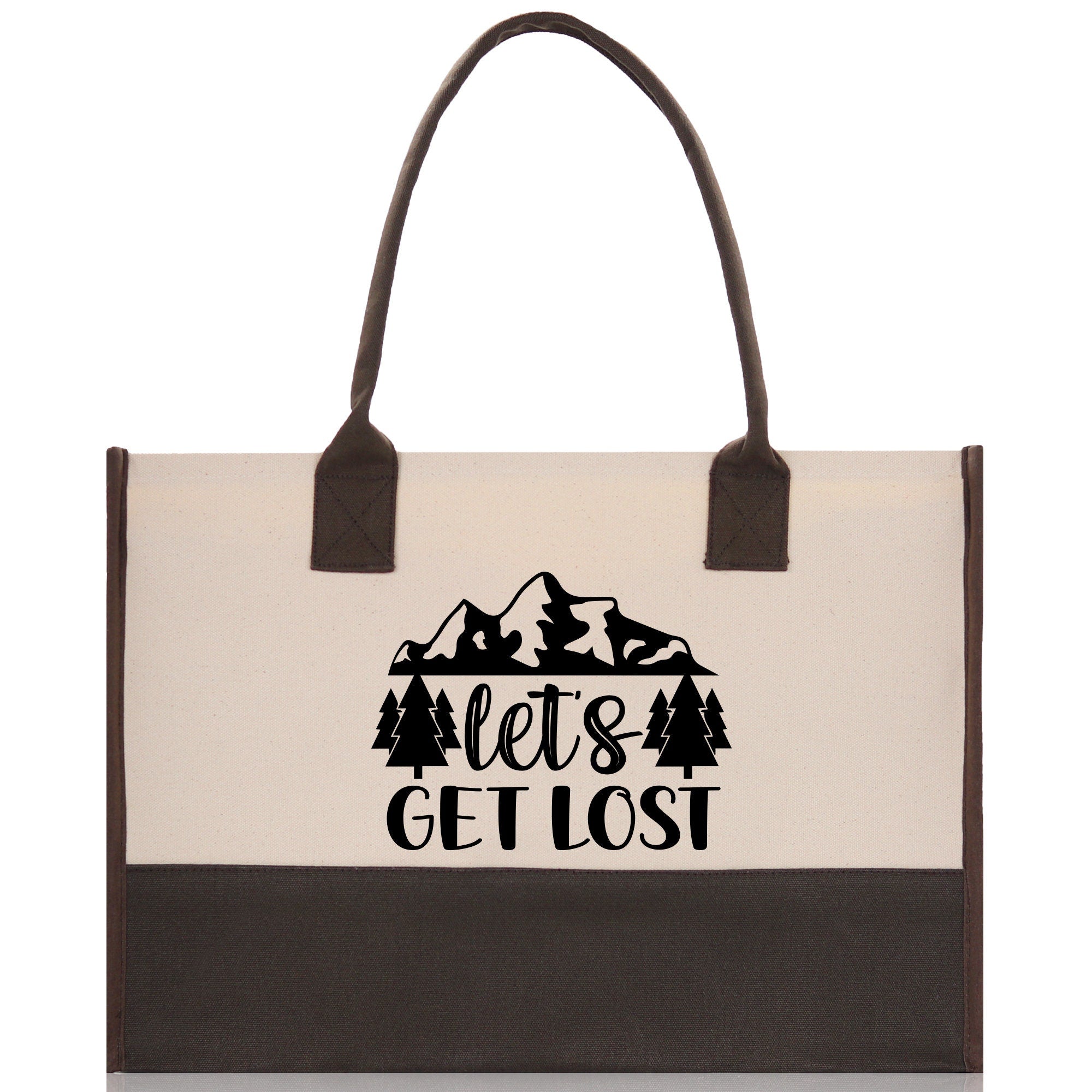 Let's Get Lost Cotton Canvas Chic Tote Bag Camping Tote Camping Lover Gift Tote Bag Outdoor Tote Multipurpose Weekender Tote Camper Tote - Aaria Tees Aaria Tees