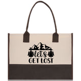 Let's Get Lost Cotton Canvas Chic Tote Bag Camping Tote Camping Lover Gift Tote Bag Outdoor Tote Multipurpose Weekender Tote Camper Tote - Aaria Tees Aaria Tees