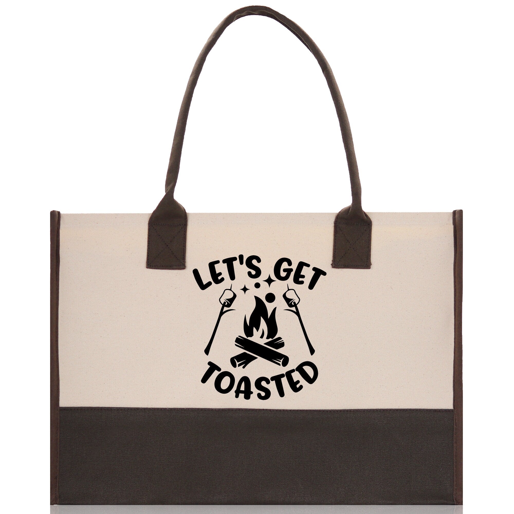 Let's Get Toasted Cotton Canvas Chic Tote Bag Camping Tote Camping Lover Gift Tote Bag Outdoor Tote Multipurpose Weekender Tote Camper Tote - Aaria Tees Aaria Tees