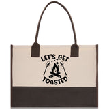Let's Get Toasted Cotton Canvas Chic Tote Bag Camping Tote Camping Lover Gift Tote Bag Outdoor Tote Multipurpose Weekender Tote Camper Tote - Aaria Tees Aaria Tees