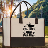 Long Walks and Boat Rides Cotton Canvas Chic Tote Bag  Boat Lover Gift Tote Bag Outdoor Tote Weekender Tote Boater Tote Multipurpose Tote - Aaria Tees Aaria Tees