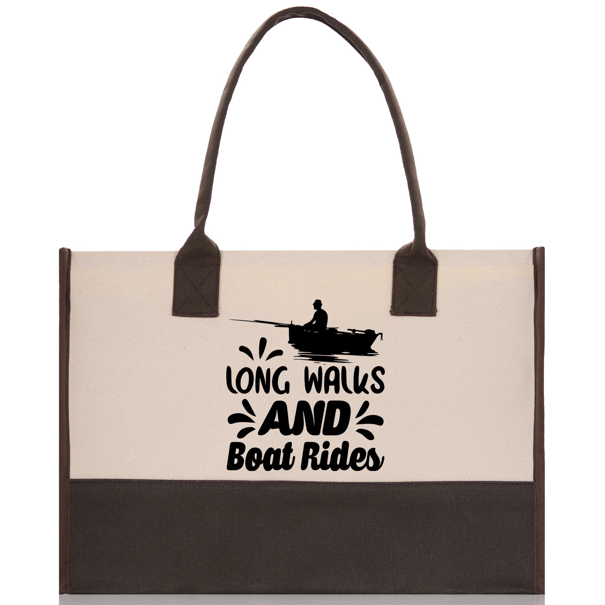 Long Walks and Boat Rides Cotton Canvas Chic Tote Bag  Boat Lover Gift Tote Bag Outdoor Tote Weekender Tote Boater Tote Multipurpose Tote - Aaria Tees Aaria Tees