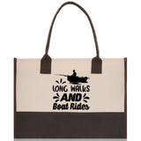 Long Walks and Boat Rides Cotton Canvas Chic Tote Bag  Boat Lover Gift Tote Bag Outdoor Tote Weekender Tote Boater Tote Multipurpose Tote - Aaria Tees Aaria Tees