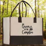 Queen of the Campfire  Cotton Canvas Chic Tote Bag Camping Tote Camping Lover Gift Tote Bag Outdoor Tote Weekender Tote Camper Tote - Aaria Tees Aaria Tees