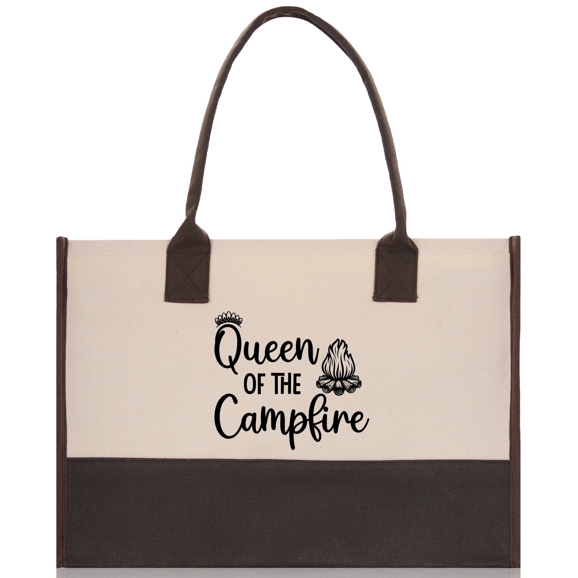 Queen of the Campfire  Cotton Canvas Chic Tote Bag Camping Tote Camping Lover Gift Tote Bag Outdoor Tote Weekender Tote Camper Tote - Aaria Tees Aaria Tees