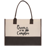 Queen of the Campfire  Cotton Canvas Chic Tote Bag Camping Tote Camping Lover Gift Tote Bag Outdoor Tote Weekender Tote Camper Tote - Aaria Tees Aaria Tees