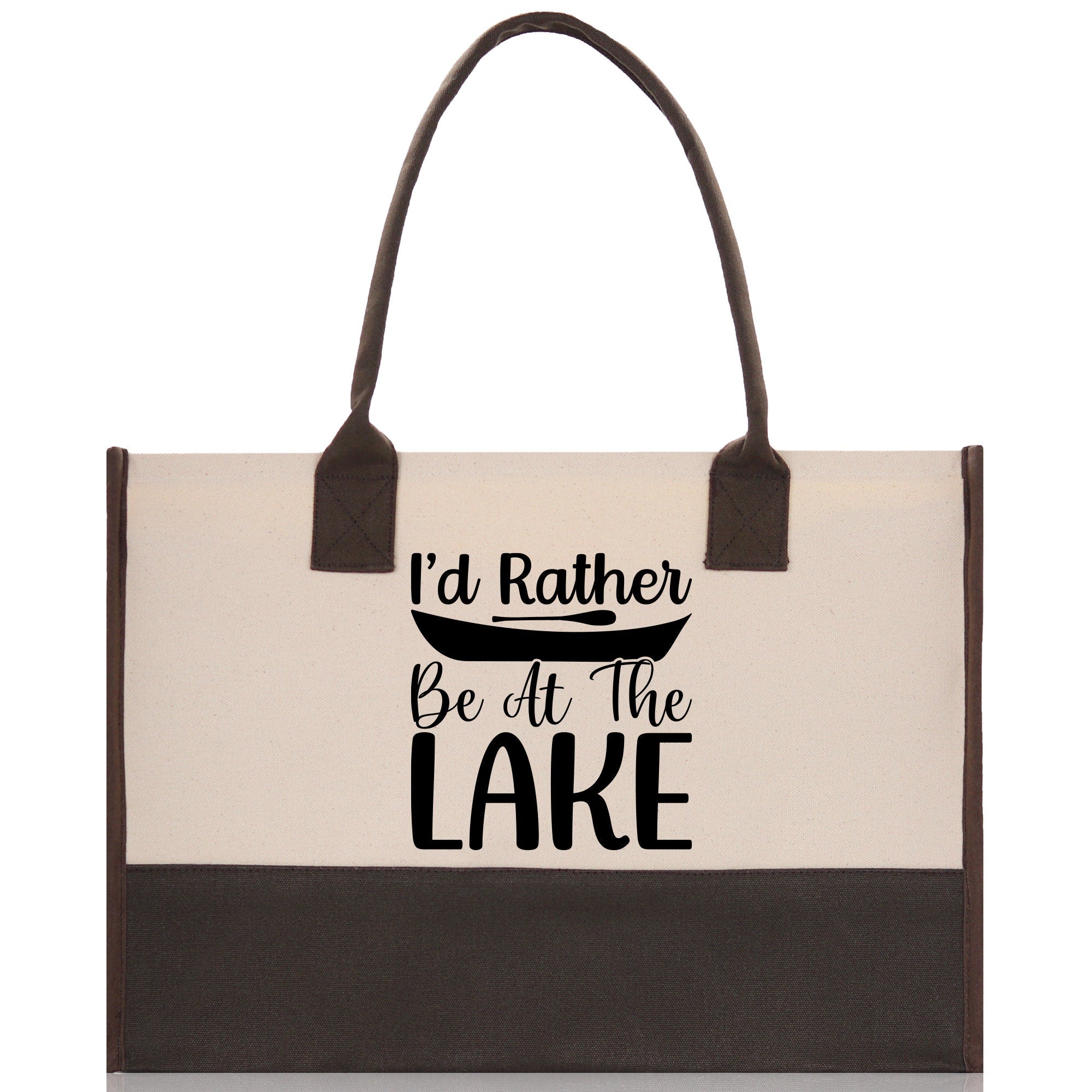 I'd Rather Be at the Lake Cotton Canvas Chic Tote Bag Camping Tote Lake Lover Gift Tote Bag Outdoor Tote Weekender Tote Laker Tote - Aaria Tees Aaria Tees