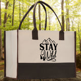 Stay Wild Cotton Canvas Chic Tote Bag Camping Tote Camping Lover Gift Tote Bag Outdoor Tote Weekender Tote Camper Tote Multipurpose Tote - Aaria Tees Aaria Tees