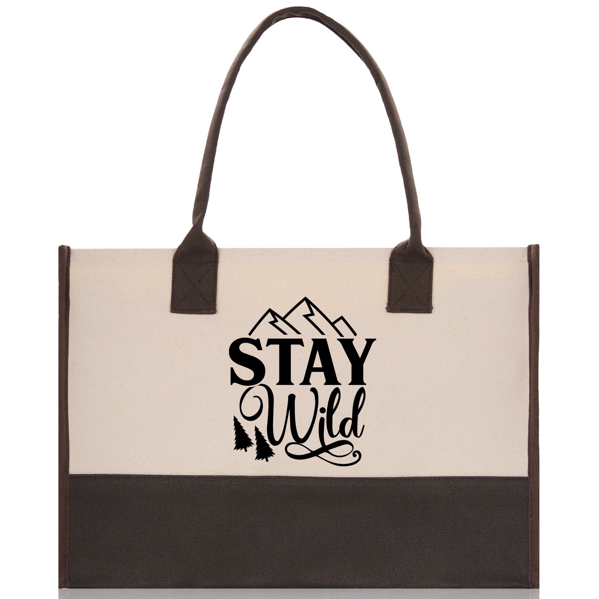 Stay Wild Cotton Canvas Chic Tote Bag Camping Tote Camping Lover Gift Tote Bag Outdoor Tote Weekender Tote Camper Tote Multipurpose Tote - Aaria Tees Aaria Tees