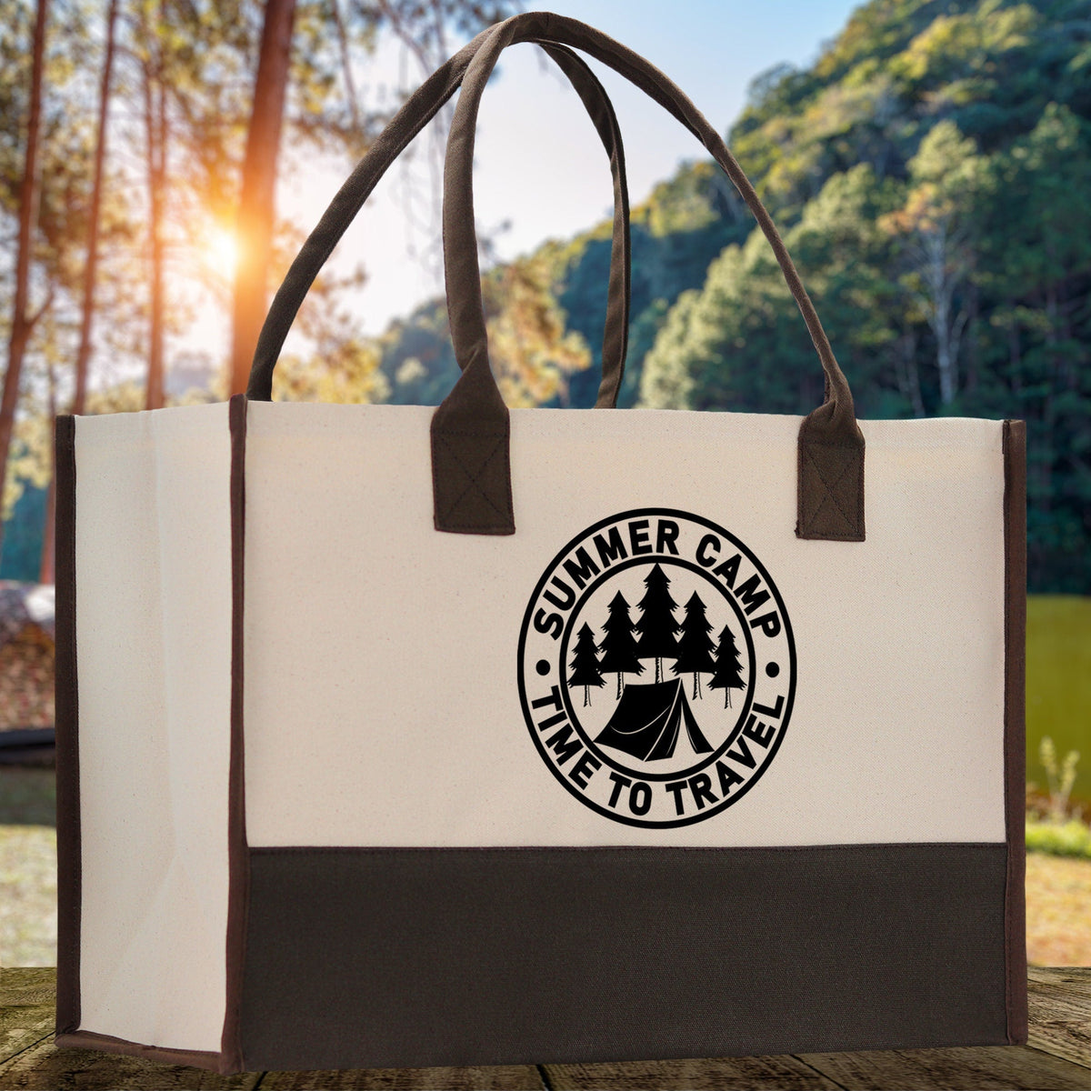 Summer Camp Time To Travel Cotton Canvas Chic Tote Bag Camping Tote Camping Lover Gift Tote Bag Outdoor Tote Weekender Tote Camper Tote - Aaria Tees