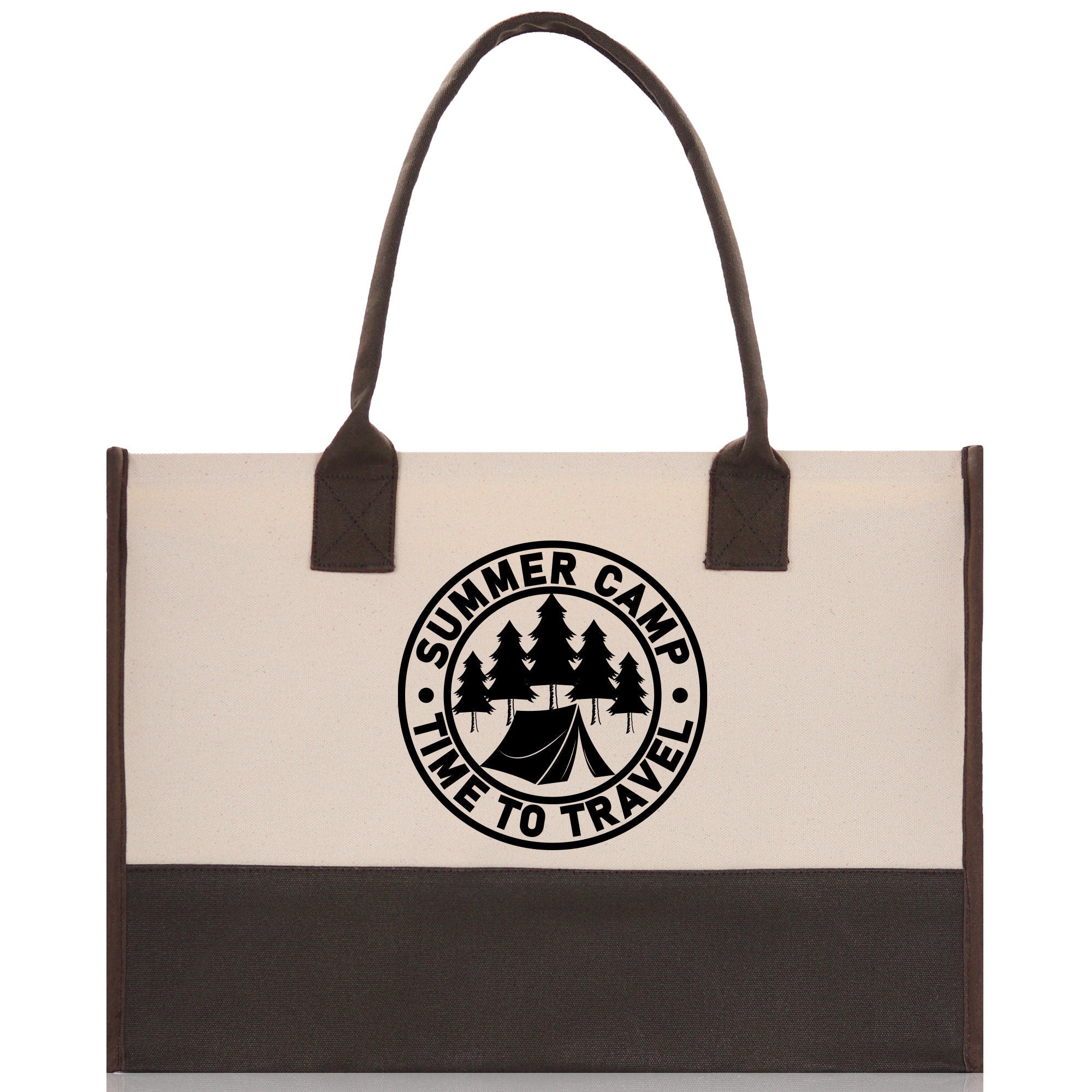 Summer Camp Time To Travel Cotton Canvas Chic Tote Bag Camping Tote Camping Lover Gift Tote Bag Outdoor Tote Weekender Tote Camper Tote - Aaria Tees Aaria Tees
