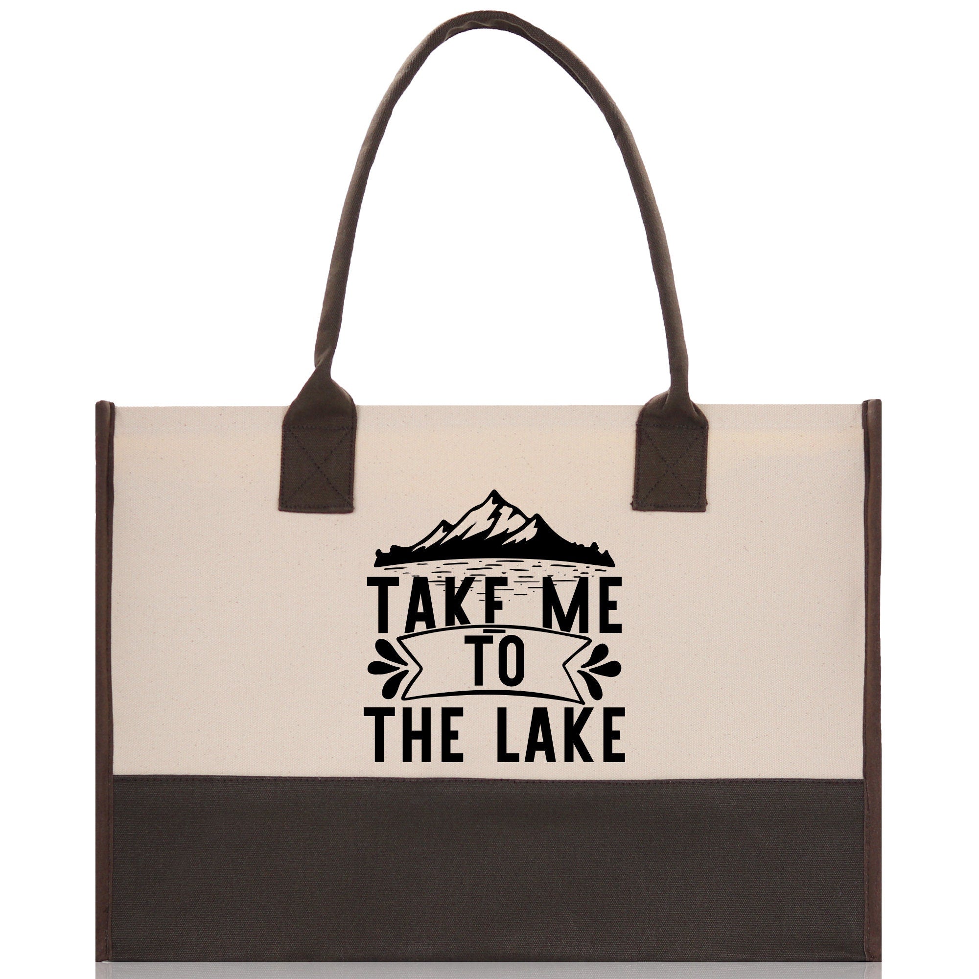 Take Me to the Lake Cotton Canvas Chic Tote Bag Camping Tote  Lake Lover Gift Tote Bag Outdoor Tote Weekender Tote Laker Tote - Aaria Tees Aaria Tees