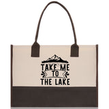 Take Me to the Lake Cotton Canvas Chic Tote Bag Camping Tote  Lake Lover Gift Tote Bag Outdoor Tote Weekender Tote Laker Tote - Aaria Tees Aaria Tees
