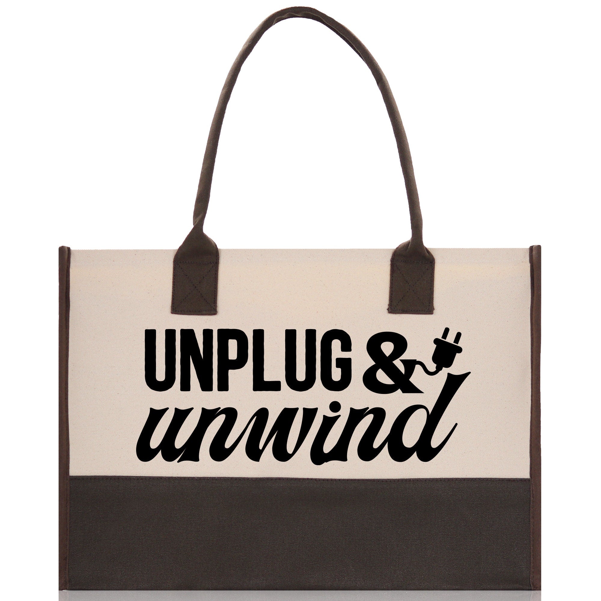 Unplug & Unwind Cotton Canvas Chic Tote Bag Camping Tote Camping Lover Gift Tote Bag Outdoor Tote Weekender Tote Multipurpose Camper Tote - Aaria Tees Aaria Tees