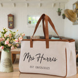Mrs. Last Name Est Year Tote Bag Personalized Date Wedding Tote Bridal Shower Gift Honeymoon Gift Customized Wedding Gift Bridesmaid Gift - Aaria Tees Aaria Tees