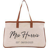 Mrs. Last Name Est Year Tote Bag Personalized Date Wedding Tote Bridal Shower Gift Honeymoon Gift Customized Wedding Gift Bridesmaid Gift - Aaria Tees Aaria Tees