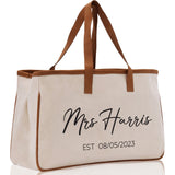 Mrs. Last Name Est Year Tote Bag Personalized Date Wedding Tote Bridal Shower Gift Honeymoon Gift Customized Wedding Gift Bridesmaid Gift - Aaria Tees Aaria Tees