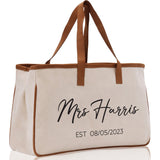 Mrs. Last Name Est Year Tote Bag Personalized Date Wedding Tote Bridal Shower Gift Honeymoon Gift Customized Wedding Gift Bridesmaid Gift - Aaria Tees Aaria Tees