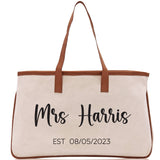 Mrs. Last Name Est Year Tote Bag Personalized Date Wedding Tote Bridal Shower Gift Honeymoon Gift Customized Wedding Gift Bridesmaid Gift - Aaria Tees Aaria Tees