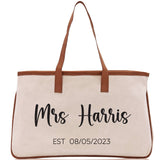 Mrs. Last Name Est Year Tote Bag Personalized Date Wedding Tote Bridal Shower Gift Honeymoon Gift Customized Wedding Gift Bridesmaid Gift - Aaria Tees Aaria Tees