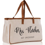 Mrs. Last Name Est Year Tote Bag Personalized Date Wedding Tote Bridal Shower Gift Honeymoon Gift Customized Wedding Gift Bridesmaid Gift - Aaria Tees Aaria Tees