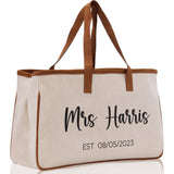 Mrs. Last Name Est Year Tote Bag Personalized Date Wedding Tote Bridal Shower Gift Honeymoon Gift Customized Wedding Gift Bridesmaid Gift - Aaria Tees Aaria Tees