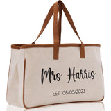Mrs. Last Name Est Year Tote Bag Personalized Date Wedding Tote Bridal Shower Gift Honeymoon Gift Customized Wedding Gift Bridesmaid Gift - Aaria Tees Aaria Tees