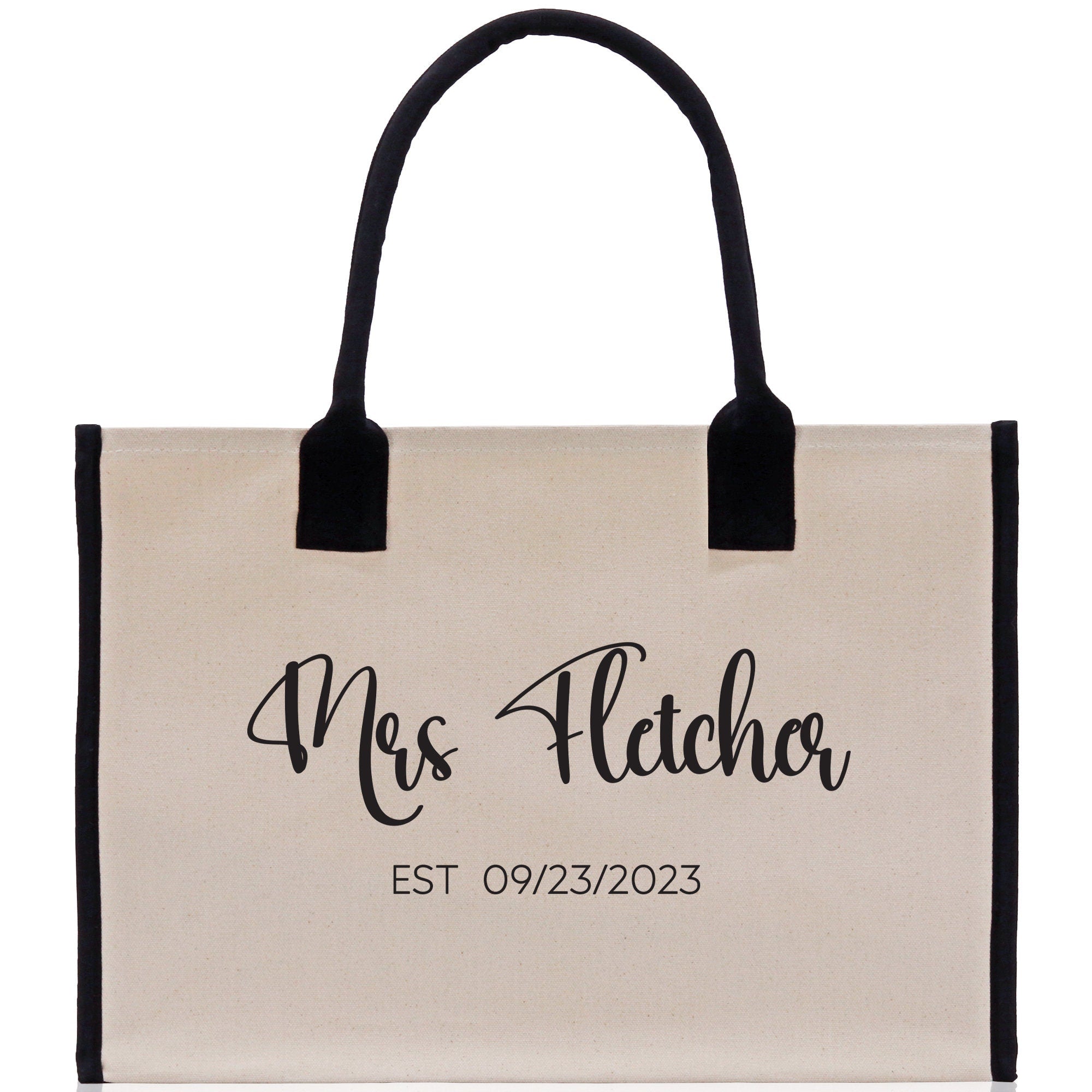 Mrs. Last Name Est Year Tote Bag Personalized Date Wedding Tote Bridal Shower Gift Honeymoon Gift Customized Wedding Gift Bridesmaid Gif - Aaria Tees Aaria Tees