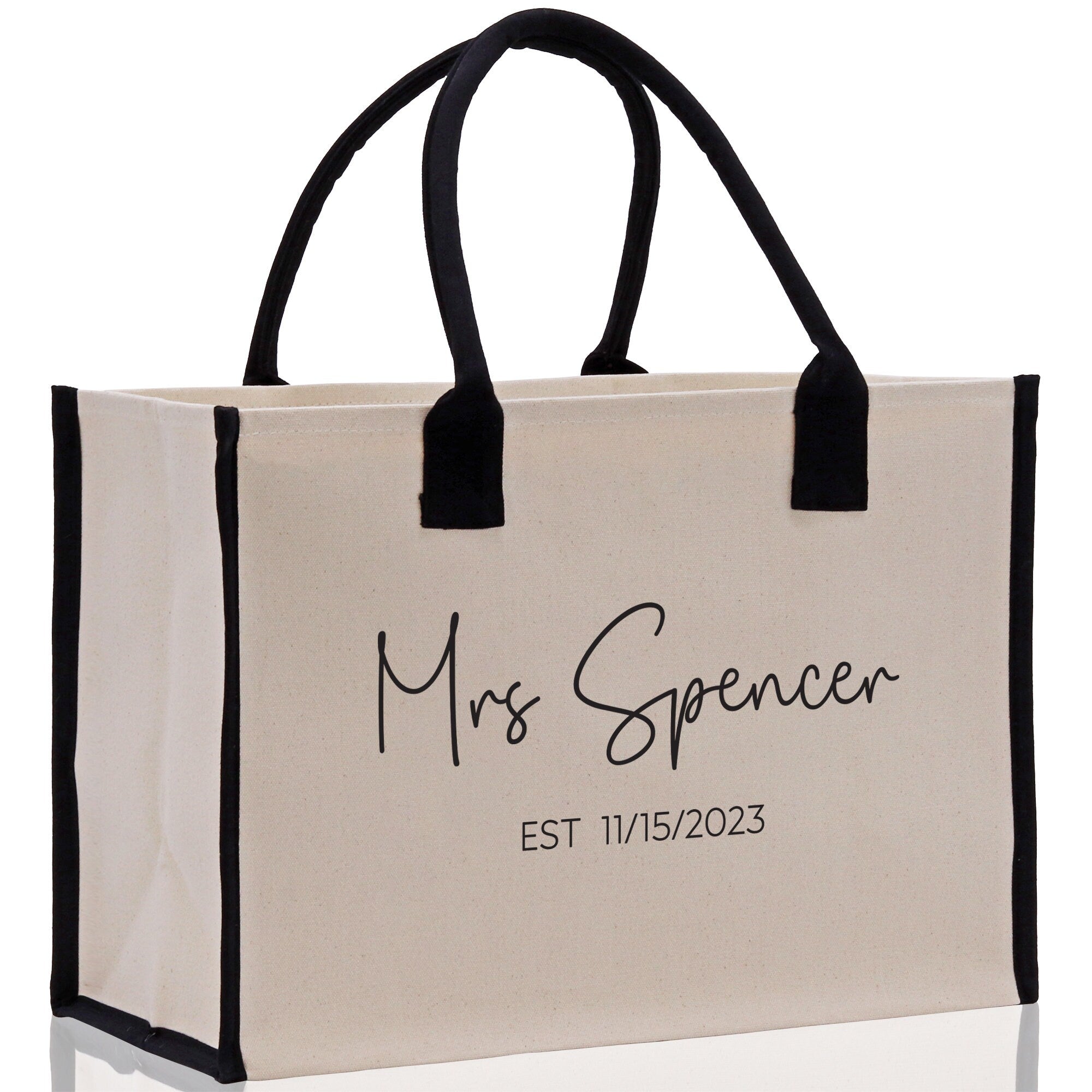 Mrs. Last Name Est Year Tote Bag Personalized Date Wedding Tote Bridal Shower Gift Honeymoon Gift Customized Wedding Gift Bridesmaid Gif - Aaria Tees Aaria Tees