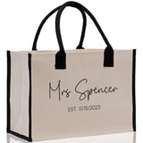 Mrs. Last Name Est Year Tote Bag Personalized Date Wedding Tote Bridal Shower Gift Honeymoon Gift Customized Wedding Gift Bridesmaid Gif - Aaria Tees Aaria Tees