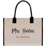 Mrs. Last Name Est Year Tote Bag Personalized Date Wedding Tote Bridal Shower Gift Honeymoon Gift Customized Wedding Gift Bridesmaid Gif - Aaria Tees Aaria Tees