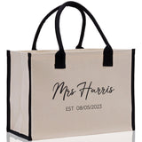 Mrs. Last Name Est Year Tote Bag Personalized Date Wedding Tote Bridal Shower Gift Honeymoon Gift Customized Wedding Gift Bridesmaid Gif - Aaria Tees Aaria Tees