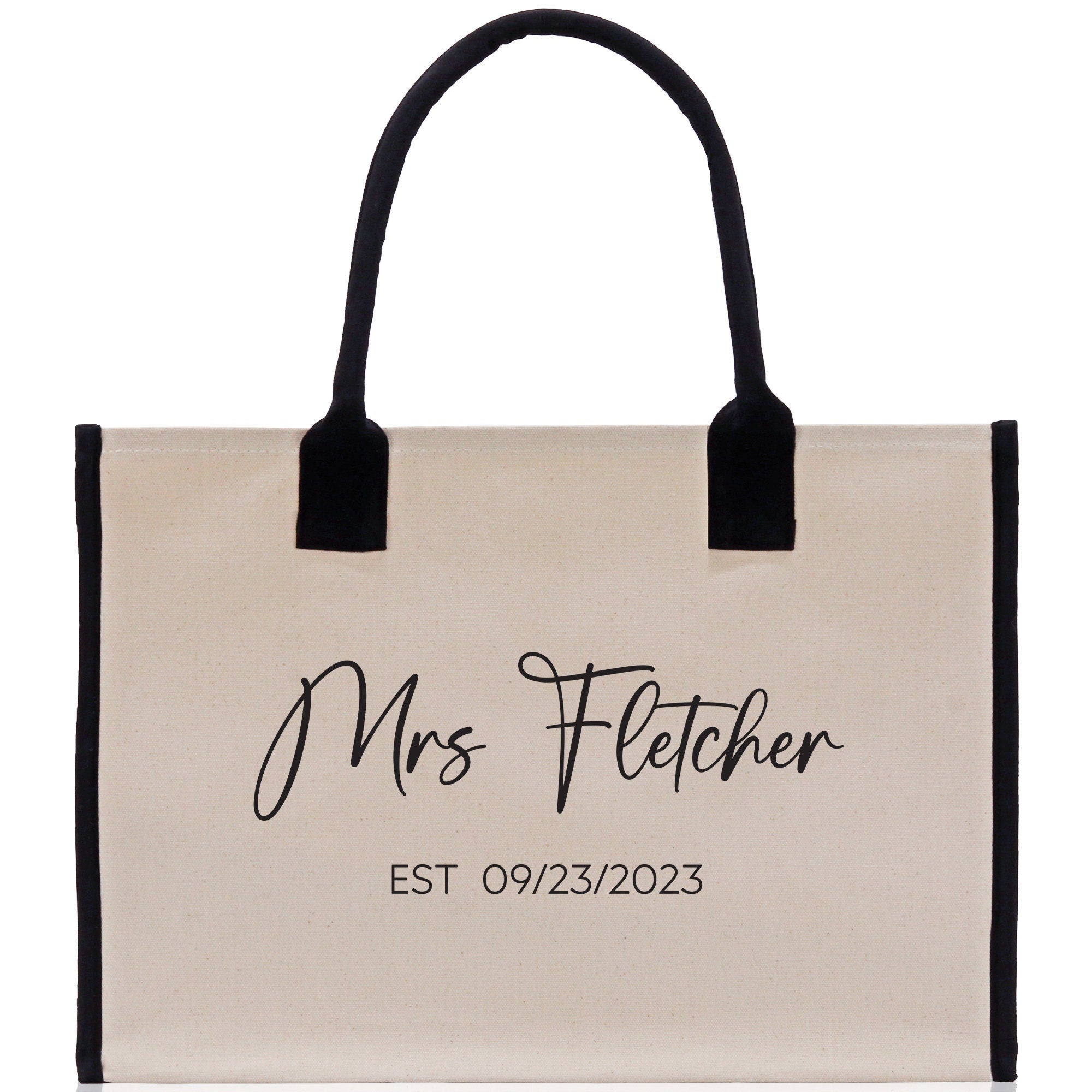Mrs. Last Name Est Year Tote Bag Personalized Date Wedding Tote Bridal Shower Gift Honeymoon Gift Customized Wedding Gift Bridesmaid Gif - Aaria Tees Aaria Tees