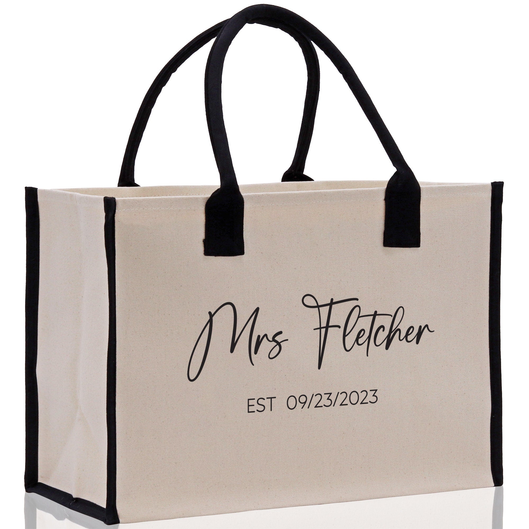 Mrs. Last Name Est Year Tote Bag Personalized Date Wedding Tote Bridal Shower Gift Honeymoon Gift Customized Wedding Gift Bridesmaid Gif - Aaria Tees Aaria Tees