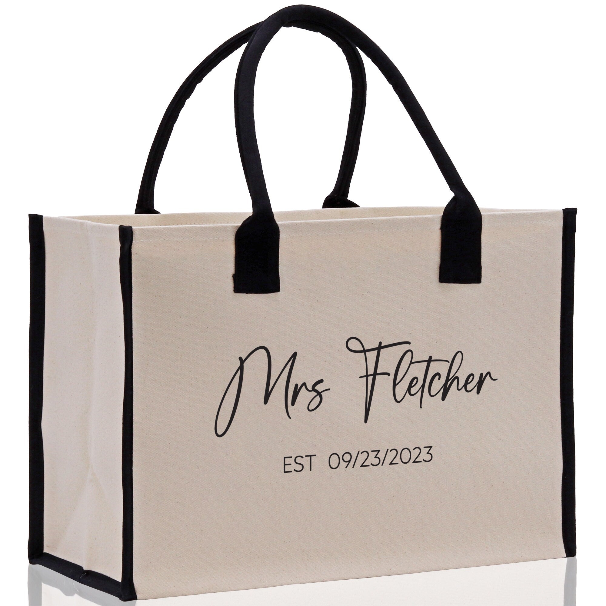 Mrs. Last Name Est Year Tote Bag Personalized Date Wedding Tote Bridal Shower Gift Honeymoon Gift Customized Wedding Gift Bridesmaid Gif - Aaria Tees Aaria Tees