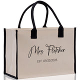 Mrs. Last Name Est Year Tote Bag Personalized Date Wedding Tote Bridal Shower Gift Honeymoon Gift Customized Wedding Gift Bridesmaid Gif - Aaria Tees Aaria Tees