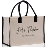 Mrs. Last Name Est Year Tote Bag Personalized Date Wedding Tote Bridal Shower Gift Honeymoon Gift Customized Wedding Gift Bridesmaid Gif - Aaria Tees Aaria Tees